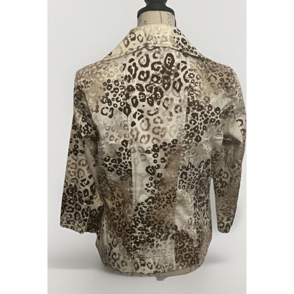 Multiples Animal Print Button Front Jacket Women’s Small Stretch Cotton Blend - Picture 7 of 10